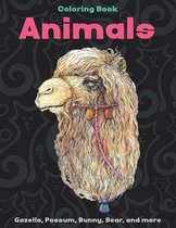 Animals - Coloring Book - Gazella, Possum, Bunny, Bear, and more