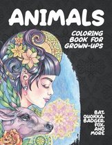 Animals - Coloring Book for Grown-Ups - Bat, Quokka, Badger, Fox, and more