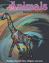 Animals - Coloring Book for adults - Antelope, Hamster, Hare, Alligator, and more