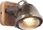 BRILLIANT lamp Carmen Wood wandspot gebrand staal / hout | 1x PAR51, GU10, 5W, geschikt voor reflectorlampen (niet inbegrepen) | Schaal A ++ tot E | Draaibare kop