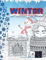 Winter wonderland coloring book, winter scenes coloring books