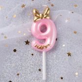 DW4Trading® Cijfer kaars roze 9 verjaardag taart versiering