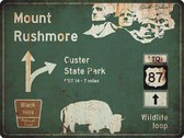 Signs-USA Verkeersbord - Amerika - Mount Rushmore - grunge - Wandbord - 60 x 45 cm