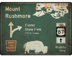 Signs-USA Verkeersbord - Amerika - Mount Rushmore - grunge - Wandbord - 60 x 45 cm