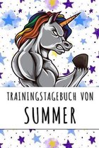 Trainingstagebuch von Summer: Personalisierter Tagesplaner f�r dein Fitness- und Krafttraining im Fitnessstudio oder Zuhause