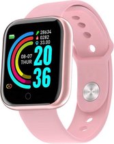 Belesy® Base - Smartwatch - Horloge - 1,3 inch Kleurenscherm - Stappenteller - Bloeddrukmeter - Verbrande calorieën - 3x sportmodus - Siliconen - Zilver - Roze