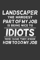Landscaper The Hardest Part Of My Job Is Being Nice To Idiots Who Think They Know How To Do My Job: Weekly 100 page 6 x 9 journal to jot down your ide