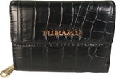 Portemonnee zip-around met flap Croco Flora & Co zwart
