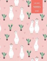 Wide Ruled Notes 110 Pages: Cactus Notebook for Kids, Teens and Students - Succulent Llama Pattern