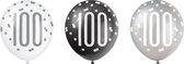 Ballonnen 100 Jaar Stippen Zwart 30cm 6st