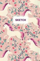 Sketch: 110-Page 6''x9'' Sketchbook for Art, Doodling, and Drawing - A Kawaii Unicorn, Cupcakes and Doodle Rainbows Notebook for