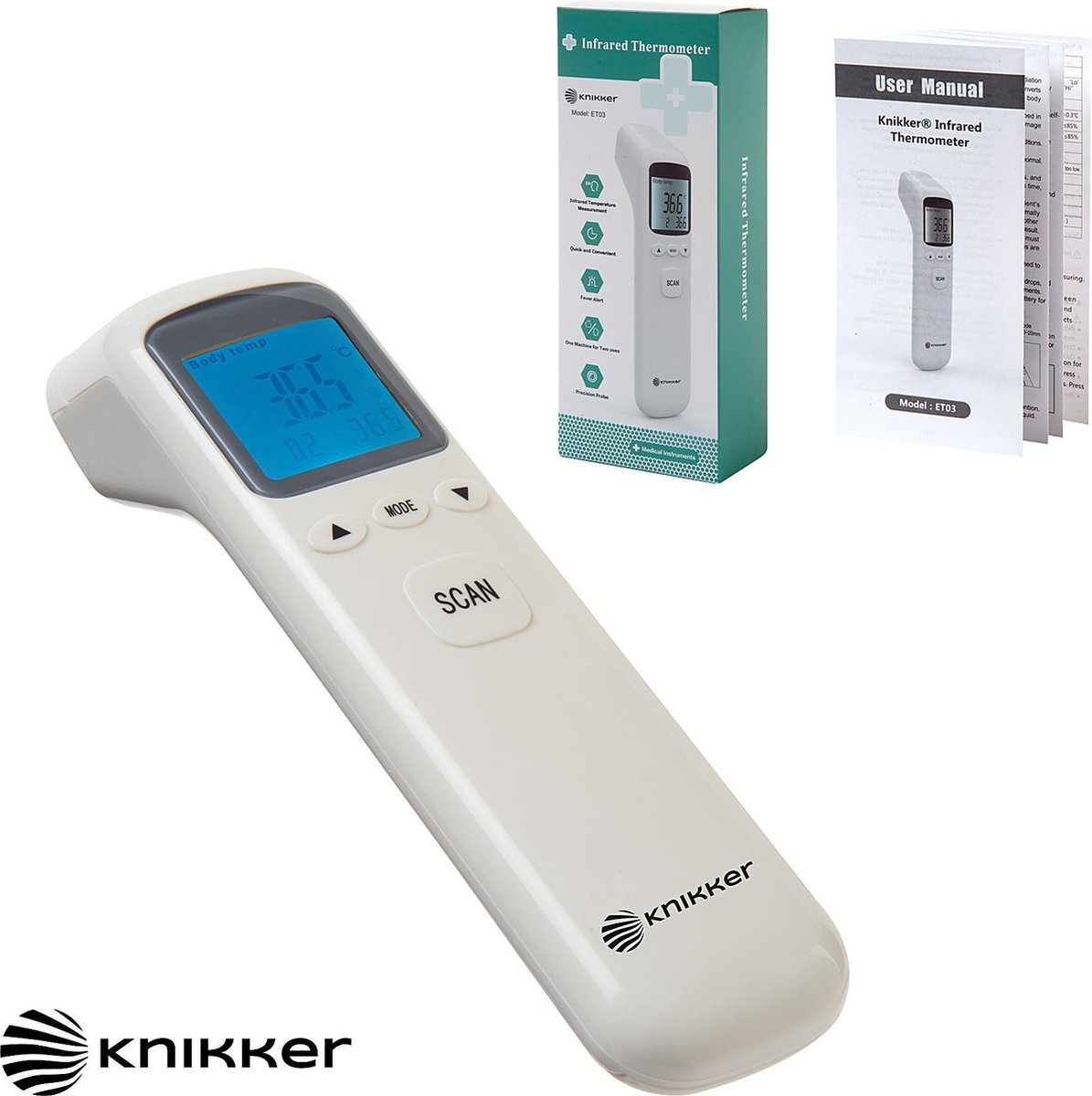 Wasserette Rusteloosheid Gelukkig is dat Knikker® - Infrarood Thermometer Voorhoofd & Lichaam - Wit | bol.com