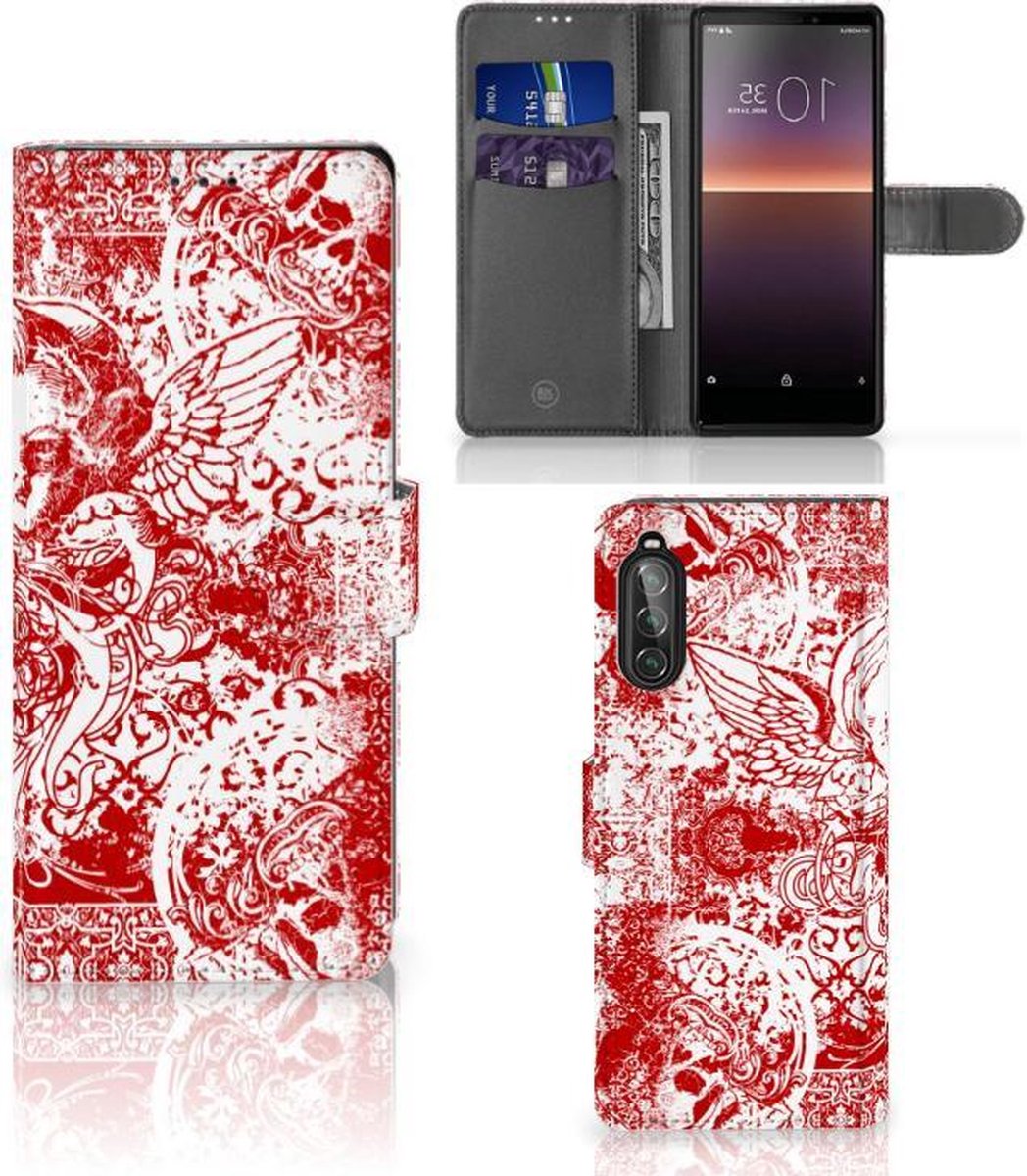 Telefoonhoesje met Naam Sony Xperia 10 II Angel Skull Rood