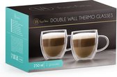 Vog&Arths - Dubbelwandige Koffieglazen - 2 stuks - 250ML - Glazen met Oor