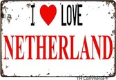 Plaque murale Décoration TH Commerce en métal - J'aime les Nederland - Holland