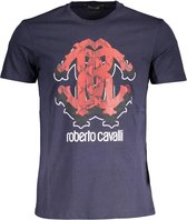 Roberto Cavalli T-shirt Blauw XL Heren