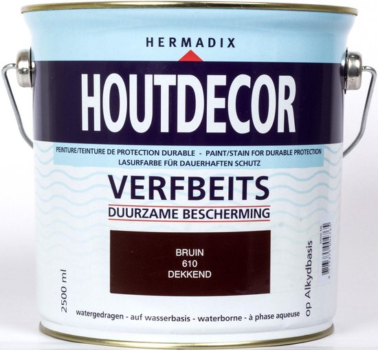 Hermadix Houtdecor Verfbeits dekkend  - 2,5 liter - 610 Bruin