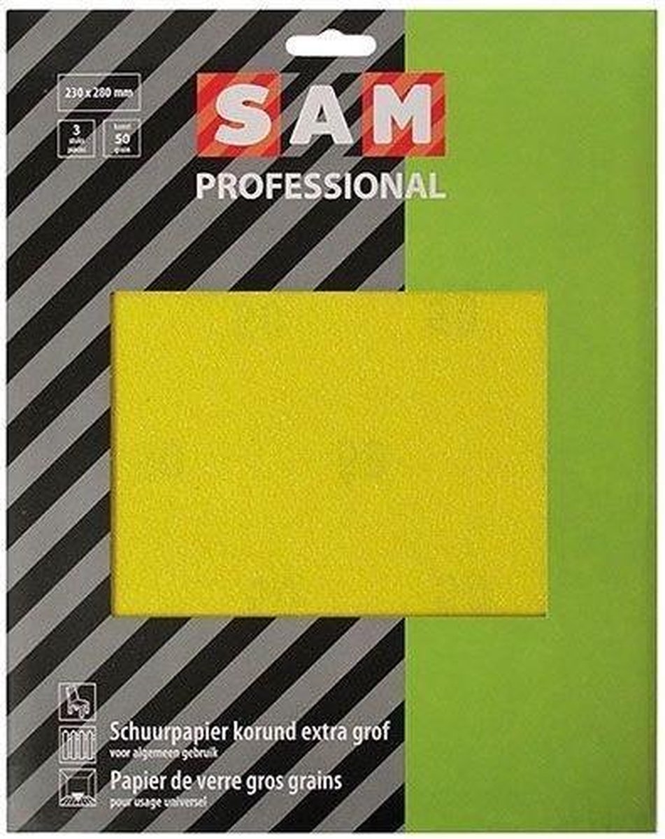 SAM professional schuurpapier droog korund extra grof - 3 stuks