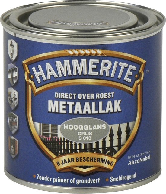 Hammerite Metaallak Hoogglans Grijs 0,25L