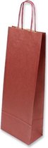 Wijn kadozak - Geschenkzak - Wine Pouch - bordeaux rood - Kraft papier - 150x400+80 mm - Per 100 stuks
