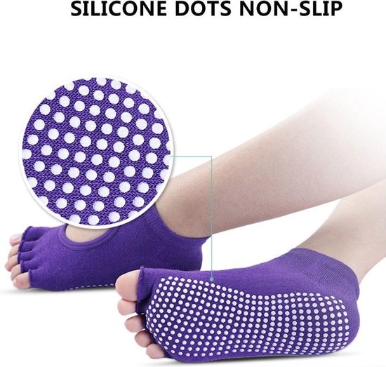 New Age Devi Yoga Anti-slip Sokken 1 Paar Vrouwen Sport Yoga Sokken Paars Anti Slip Voor Dames Gym Fitness Pilates Dans Sok Professionele Slippers van Merkloos — afbeelding 3