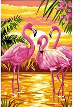 Schilderen op Nummer Flamingo 40x50 Volwassenen & Kinderen - Kleuren op Nummer - Paint by Number - Hobbypainting.nl®