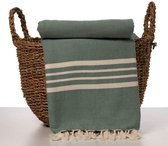 Hamamdoek Krem Sultan XXL Almond Green 220x170cm - 220x170cm - XXL Strandlaken - Tweepersoons strandlaken - 2 Persoons Stranddoek - Picknickkleed - Festivalkleed - Plaid - Hamamdoe