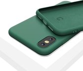 LIQUID | 180° Protection - Silicone Velvet + MicroFibre Shockproof Backcover - Telefoon Hoesje voor iPhone X/Xs - Dennen Groen