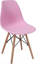 Trend24 - Eetkamerstoelen - Woonkamerstoelen - Scandinavische stijl - Plastic - Massief hout - Set van 4 stuks - Roze