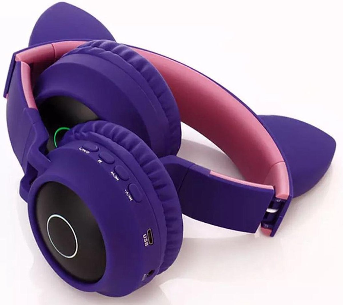 Casque Kinder - Casque Bluetooth avec oreilles de chat LED violet - rose |  bol