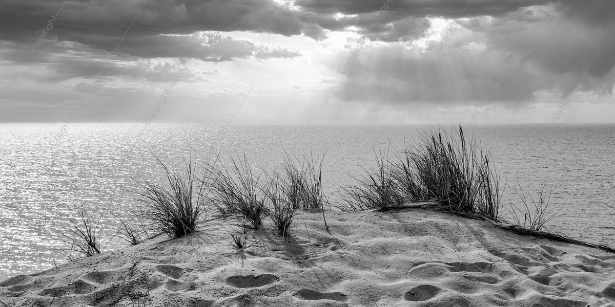 Onweersbui Ham plaats JJ-Art (Canvas) | Duinen, zee en strand met ondergaande zon, landschap, in  zwart wit... | bol.com