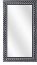 Spiegel met Gevlochten Houten Lijst - Oud Zwart - 50x150 cm