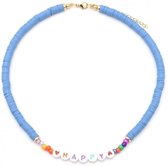 Ketting Happy - Kralen - Lengte 40 cm - Blauw