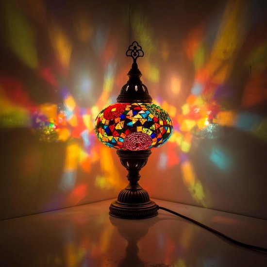 Lampe de table en mosaïque turque fait main lumière en verre