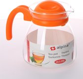 Theepot met oranje deksel en handvat 1,25 liter - Glazen thee/koffie potten - 1250 ml theepot