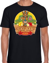 Hawaii feest t-shirt / shirt tiki bar Aloha voor heren - zwart - Hawaiiaanse party outfit / kleding/ verkleedkleding/ carnaval shirt L