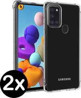 Samsung Galaxy A21s Hoesje Shock Siliconen Hoes Transparant - 2 PACK
