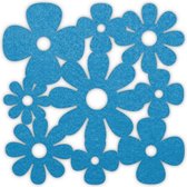 Klaver madelief vilt onderzetters - Lichtblauw - 6 stuks - 9,5 x 9,5 cm - Tafeldecoratie - Glas onderzetter - Cadeau - Woondecoratie - Woonkamer - Tafelbescherming - Onderzetters V