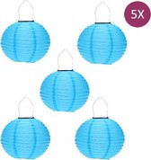 Solar lampionnen blauw 35 cm - 5 stuks