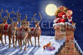 Diamond Painting De kerstman met rendieren Diamond Painting 40x60cm. DP Volledige bedekking - Ronde steentjes - diamondpainting inclusief tools