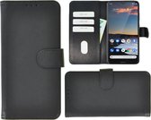 Nokia 5.3 hoes Effen Wallet Bookcase Hoesje Cover Zwart Pearlycase