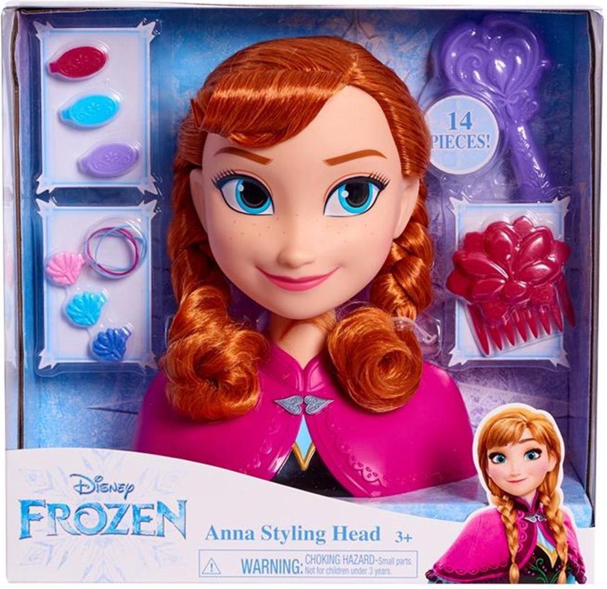 Tête à coiffer Anna Elsa Disney 26 cm avec accessoires La Reine