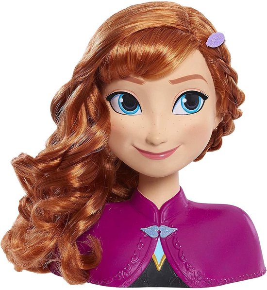 Tête à coiffer Anna Elsa Disney 26 cm avec accessoires La Reine