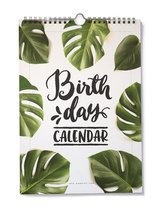 Calendrier d'anniversaire sans date nature botanique feuilles tropicales avec des citations inspirantes