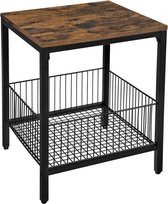 MIRA Home - Bijzettafel - Industrieel - Woonkamer - Metaal/Hout - Bruin/Zwart - 40x40x50