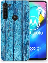 Backcase Siliconen Hoesje Motorola Moto G8 Power Telefoonhoesje Wood Blue