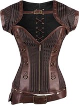 Attitude Holland Overbust korset -2XL- Erle Steampunk Bruin