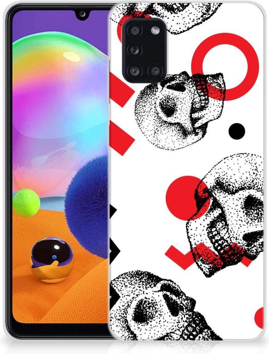 Silicone Back Case Samsung Galaxy A31 Skull Red
