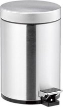 Pedaalemmer RVS - zilver - 3 L - 3 liter - badkamer - toilet - keuken - kantoor - slaapkamer