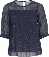 Paprika Dames Plisséblouse met stippen van zilverkleurige lurex - Outdoorblouse - Maat 46